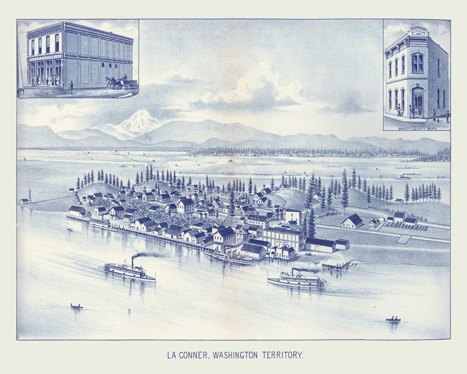 Vintage Map of La Conner, Washington 1889