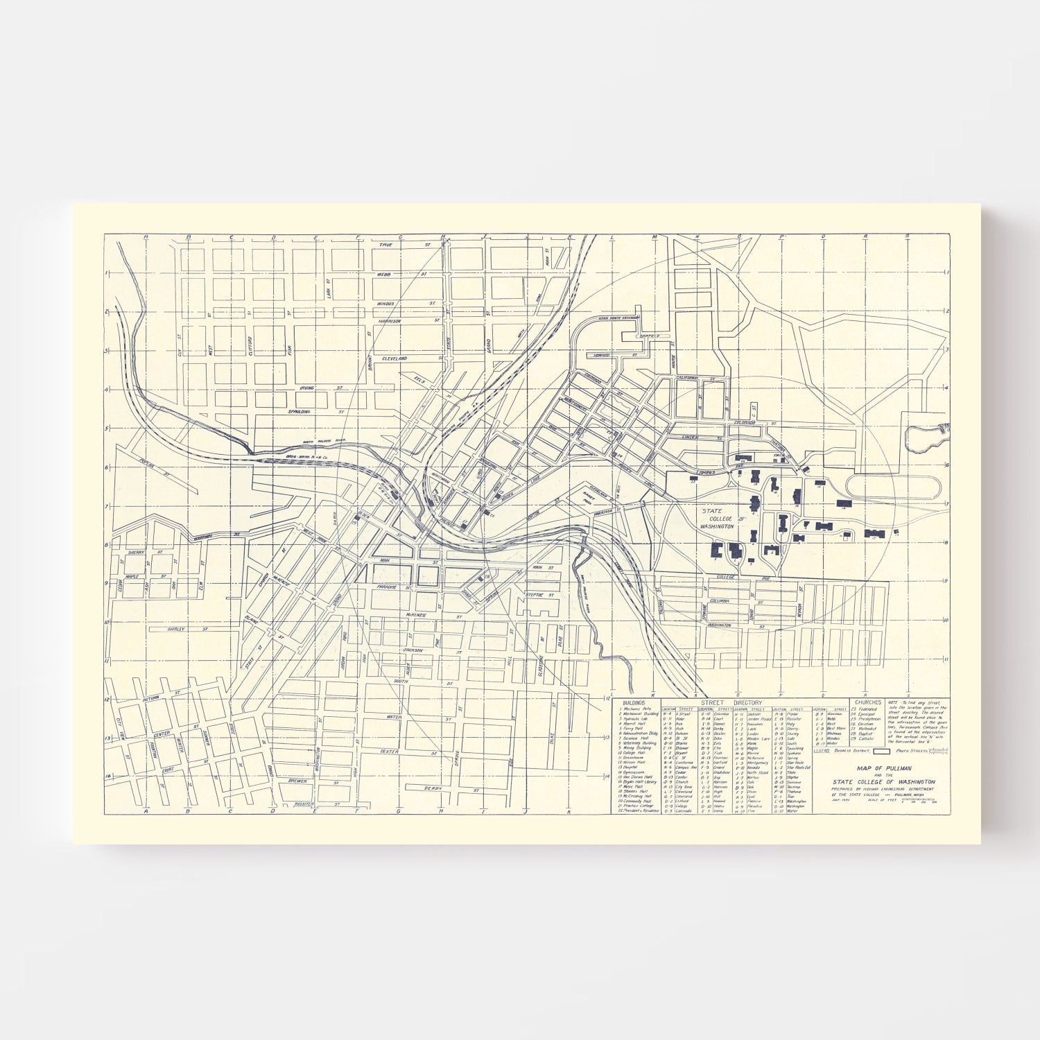 Vintage Map of Washington State University, 1920