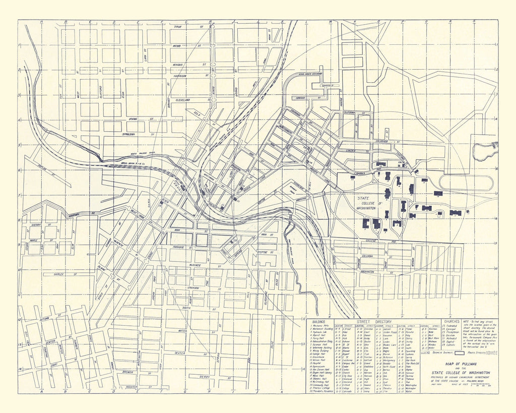 Vintage Map of Washington State University, 1920