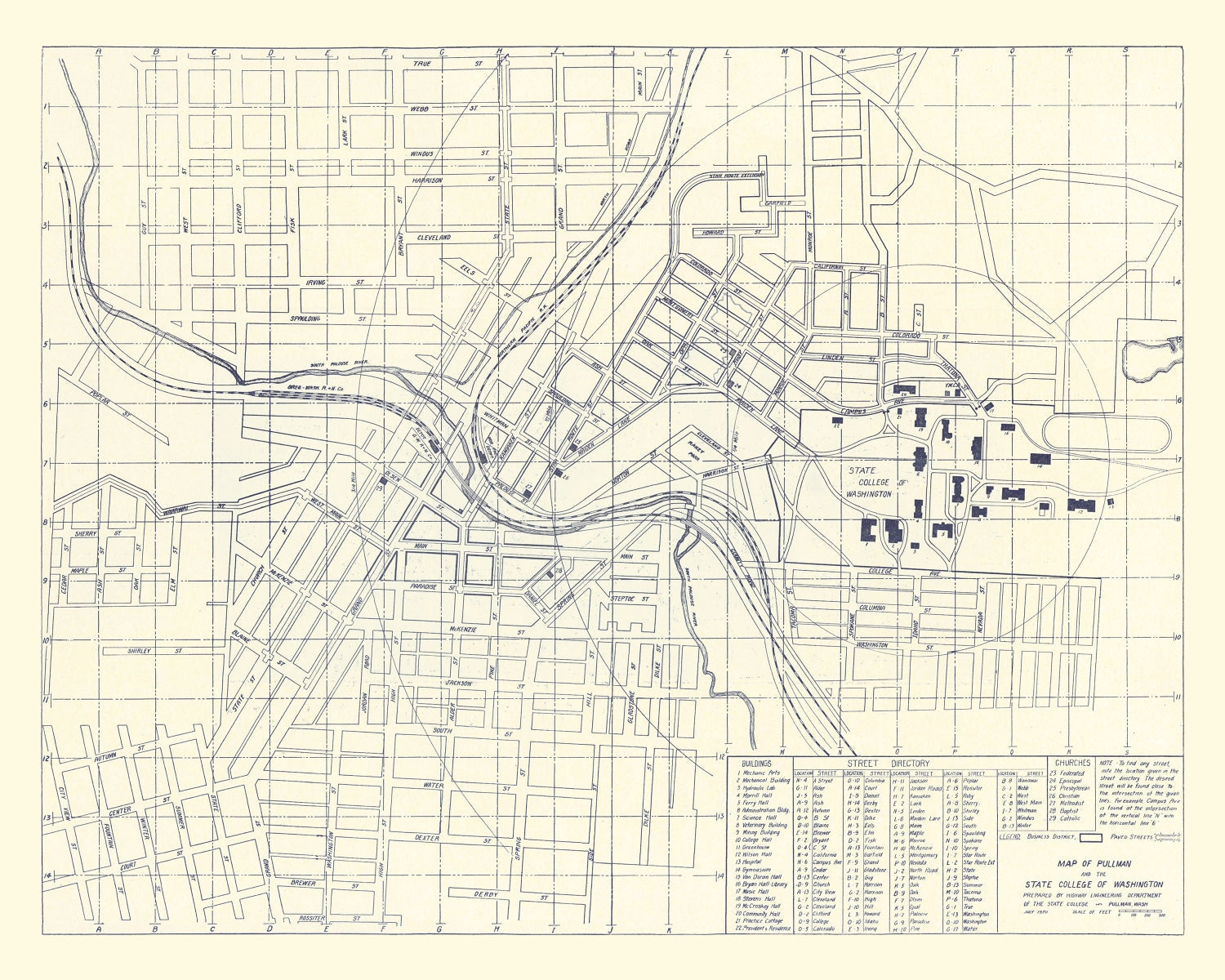 Vintage Map of Washington State University, 1920