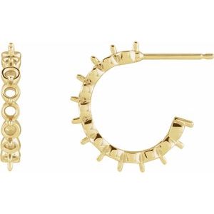 14K Yellow Gold 2.5 mm Round 16.5 mm Hoop Earring Mounting