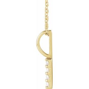 14K Yellow Gold .07 CTW Natural Diamond Vertical Bar 16-18" Necklace
