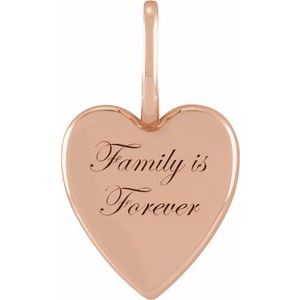 14K Rose Gold Family is Forever Heart Charm/Pendant