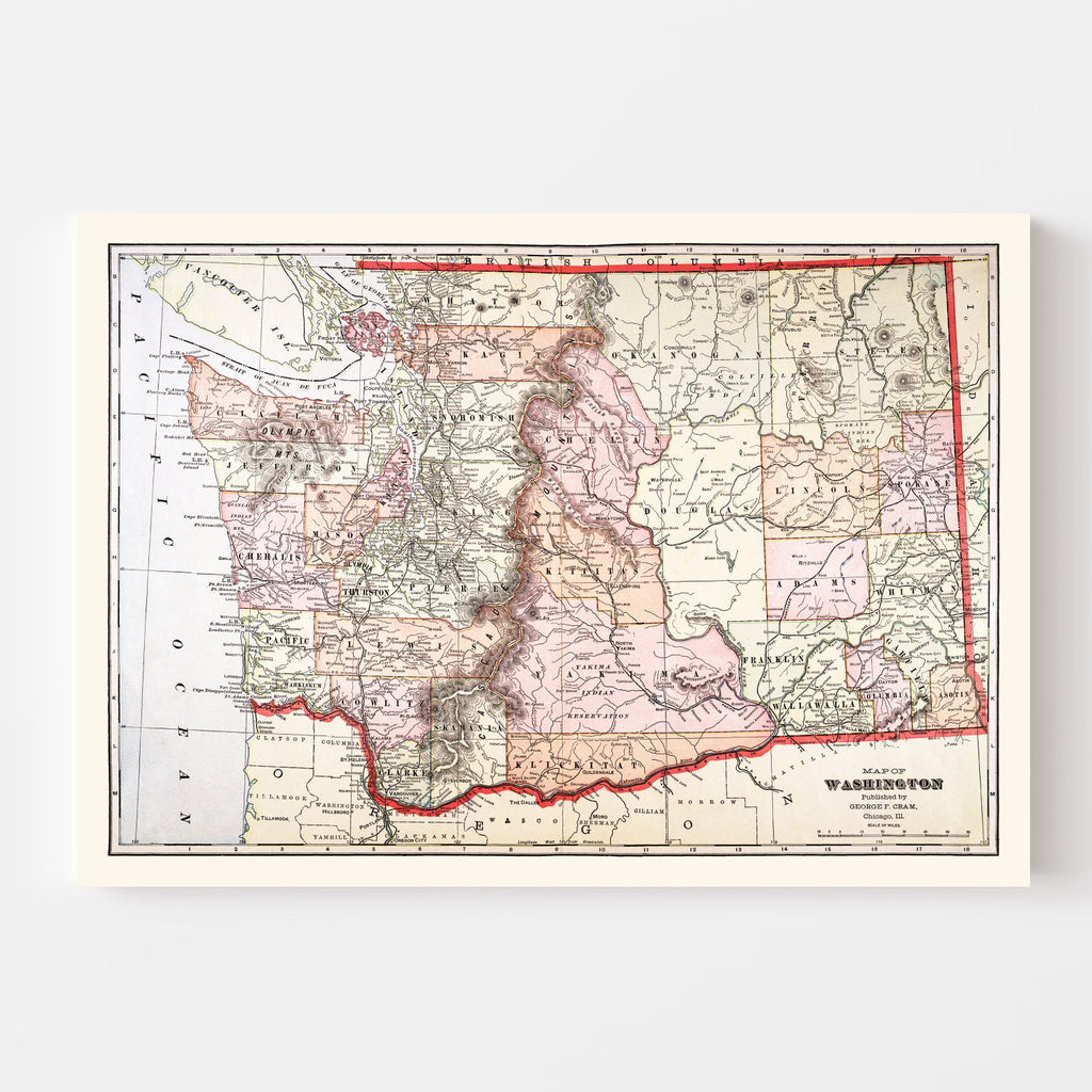 Vintage Map of Washington 1904