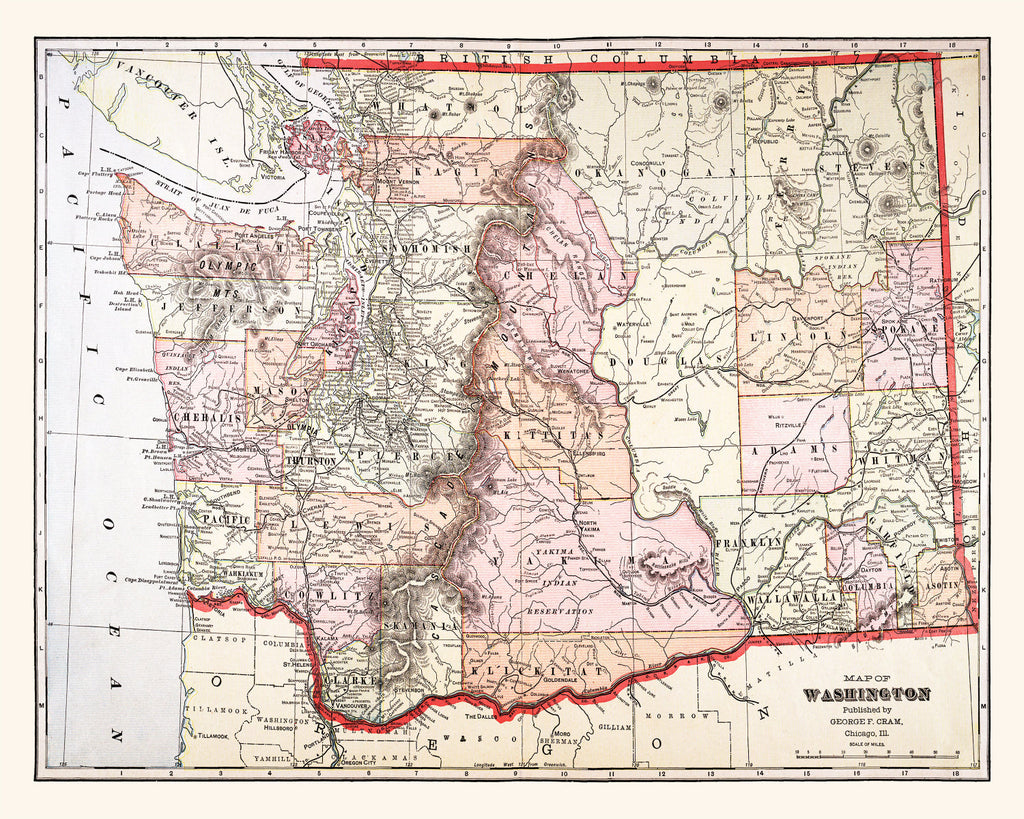 Vintage Map of Washington 1904
