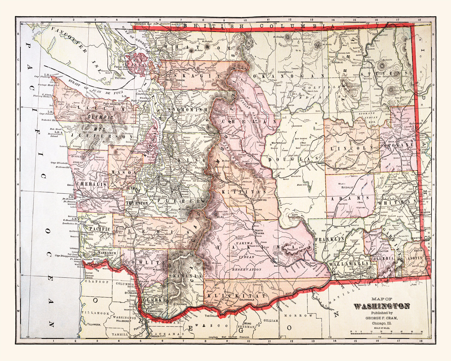 Vintage Map of Washington 1904