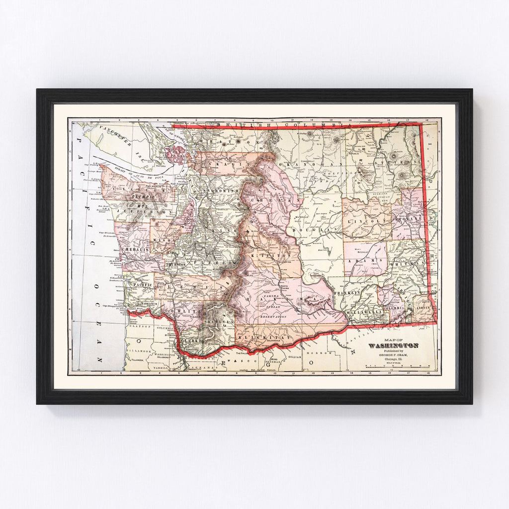 Vintage Map of Washington 1904