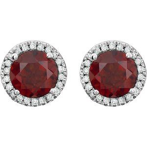 14K White Gold Natural Mozambique Garnet & 1/8 CTW Natural Diamond Earrings – image 2