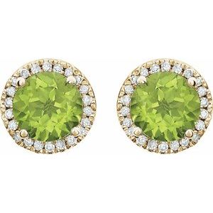 14K White Gold Natural Peridot & 1/8 CTW Natural Diamond Earrings – image 2