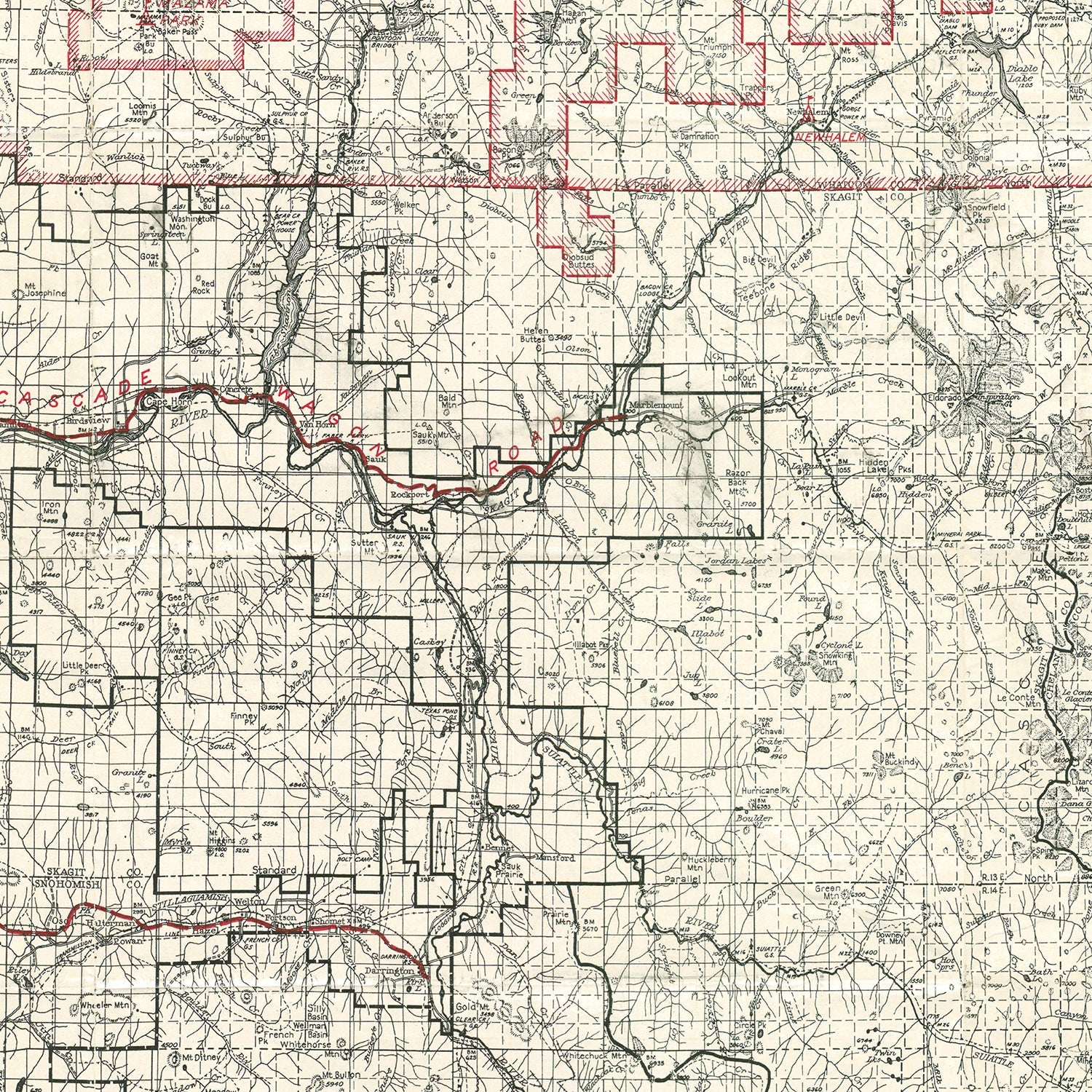 Vintage Map of Mt. Baker National Forest 1931