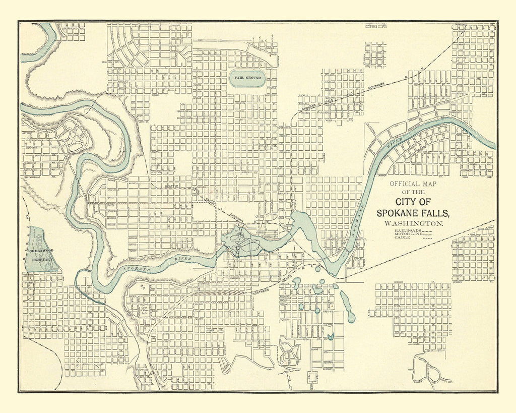 Vintage Map of Spokane Falls, Washington 1895