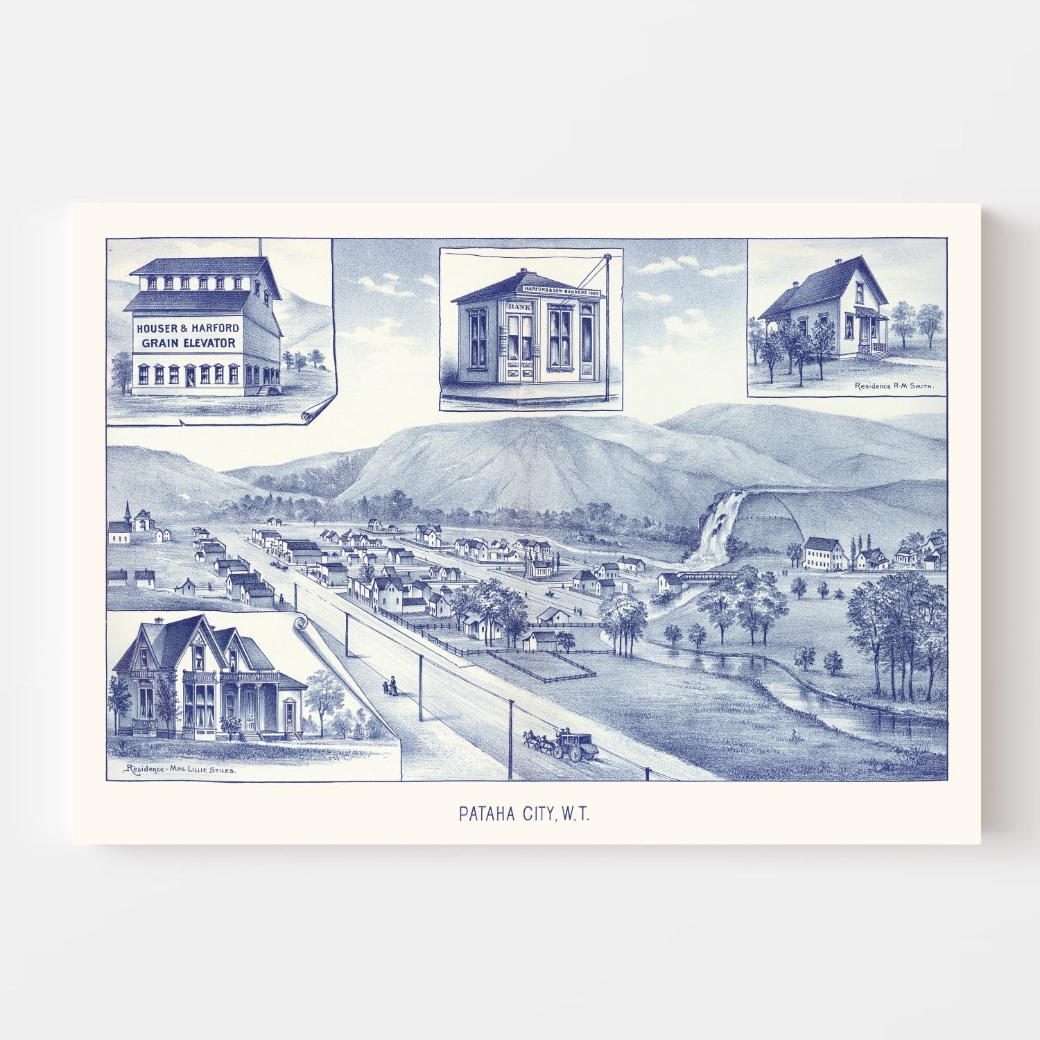 Vintage Map of Pataha City, Washington 1889