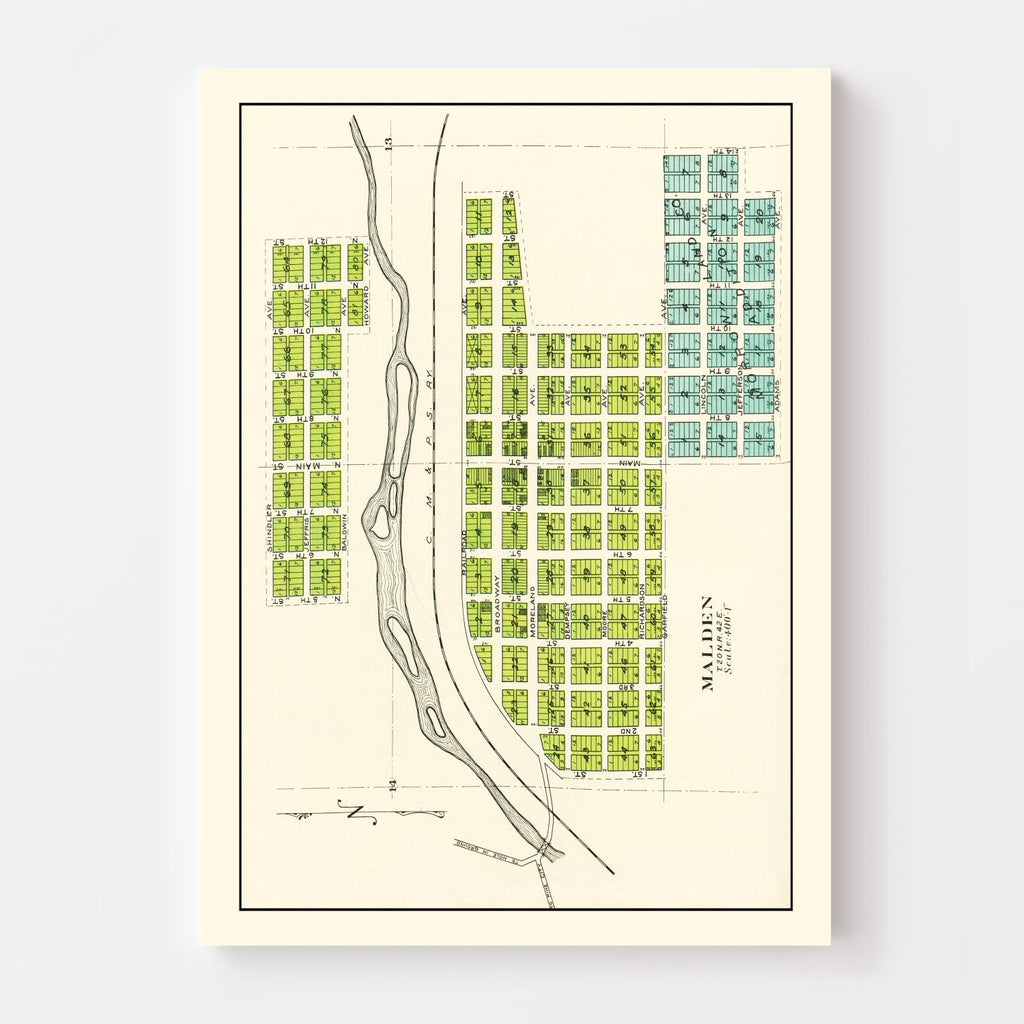 Vintage Map of Malden, Washington 1910