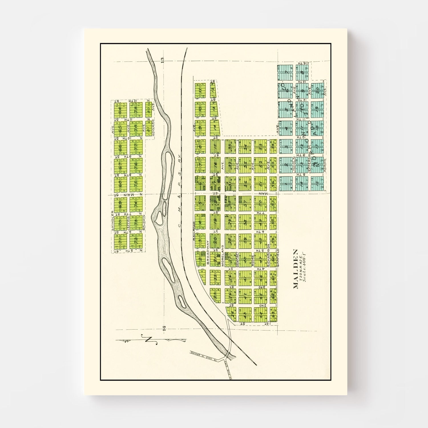 Vintage Map of Malden, Washington 1910