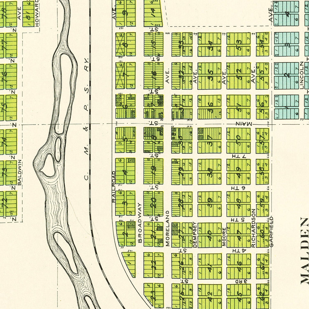 Vintage Map of Malden, Washington 1910