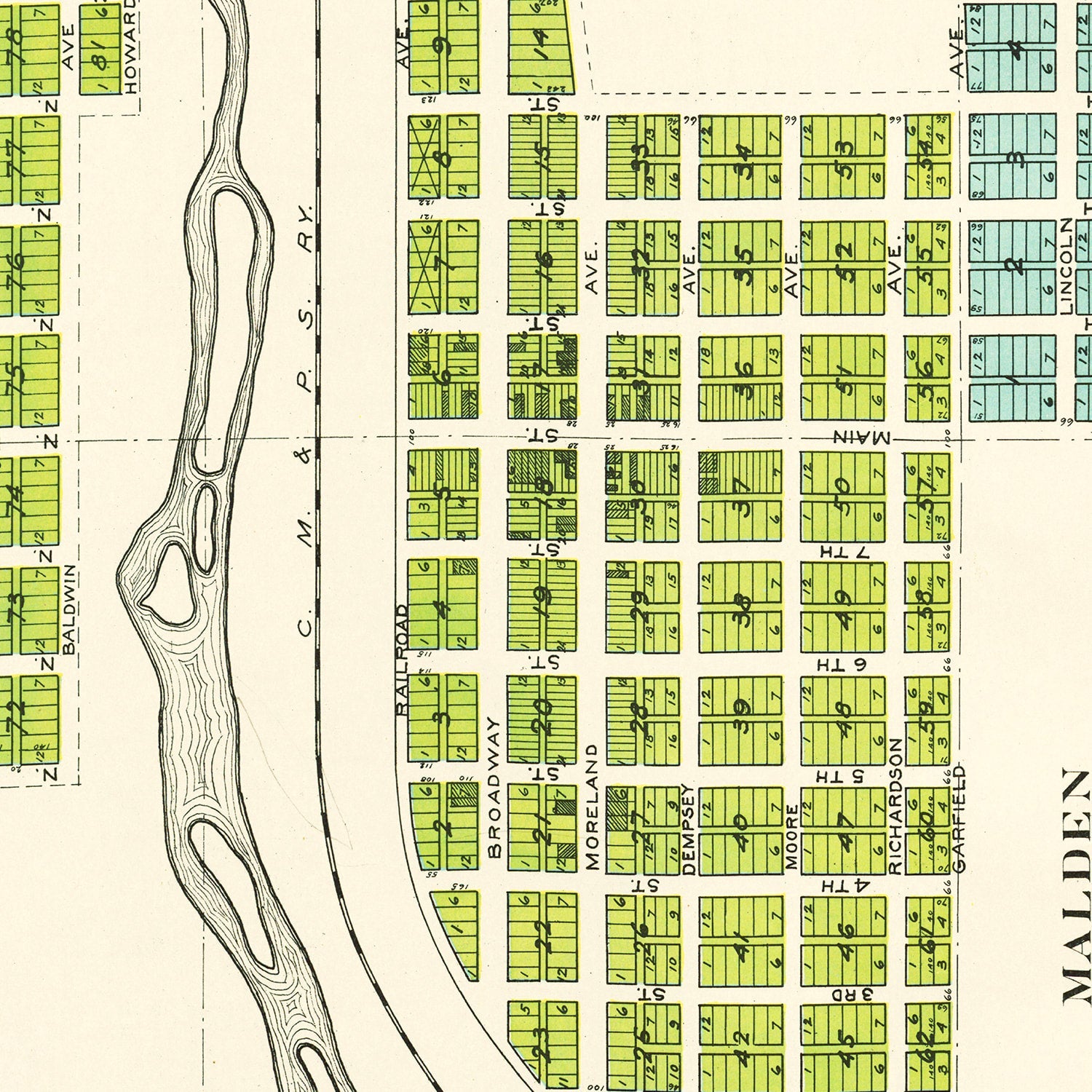 Vintage Map of Malden, Washington 1910