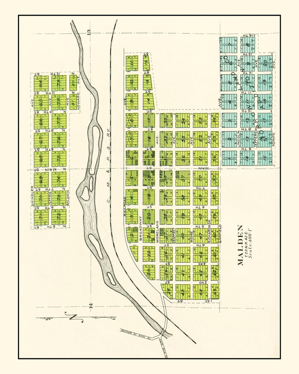 Vintage Map of Malden, Washington 1910
