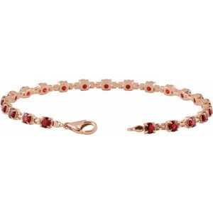 14K Rose Gold Natural Mozambique Garnet 7 1/4" Line Bracelet – image 3