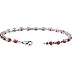 Sterling Silver Natural Mozambique Garnet 7 1/4" Line Bracelet – image 3