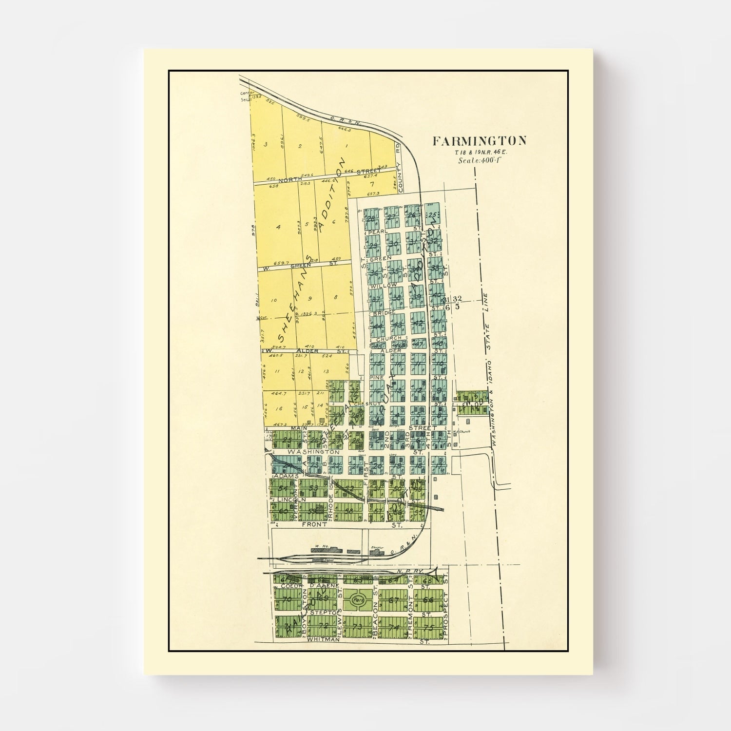 Vintage Map of Farmington, Washington 1910