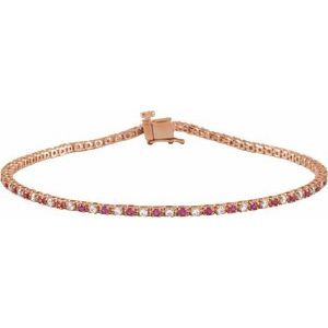 14K Rose Gold Natural Ruby & 5/8 CTW Natural Diamond Line 7 1/4" Bracelet