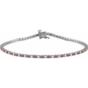 14K White Gold 5/8 CTW Lab-Grown Ruby & Lab-Grown Diamond Line 7 1/4" Bracelet