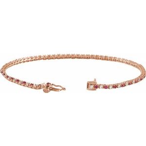 14K Rose Gold Natural Ruby & 5/8 CTW Natural Diamond Line 7 1/4" Bracelet – image 2