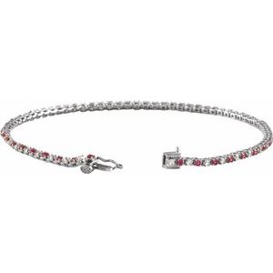 Sterling Silver 5/8 CTW Lab-Grown Ruby & Lab-Grown Diamond Line 7 1/4" Bracelet – image 2