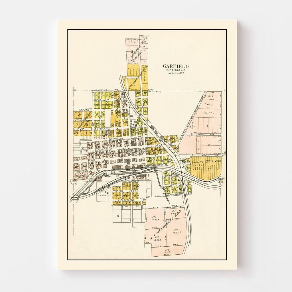Vintage Map of Garfield, Washington 1910