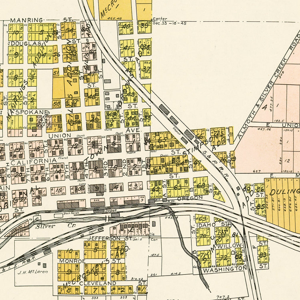 Vintage Map of Garfield, Washington 1910