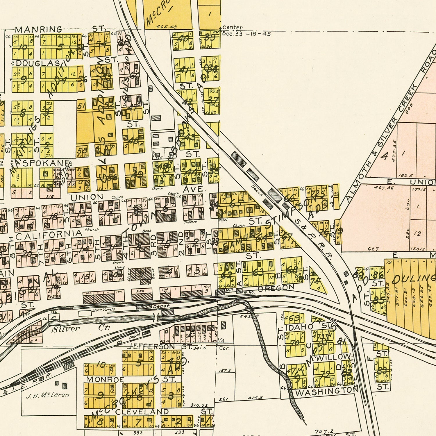 Vintage Map of Garfield, Washington 1910