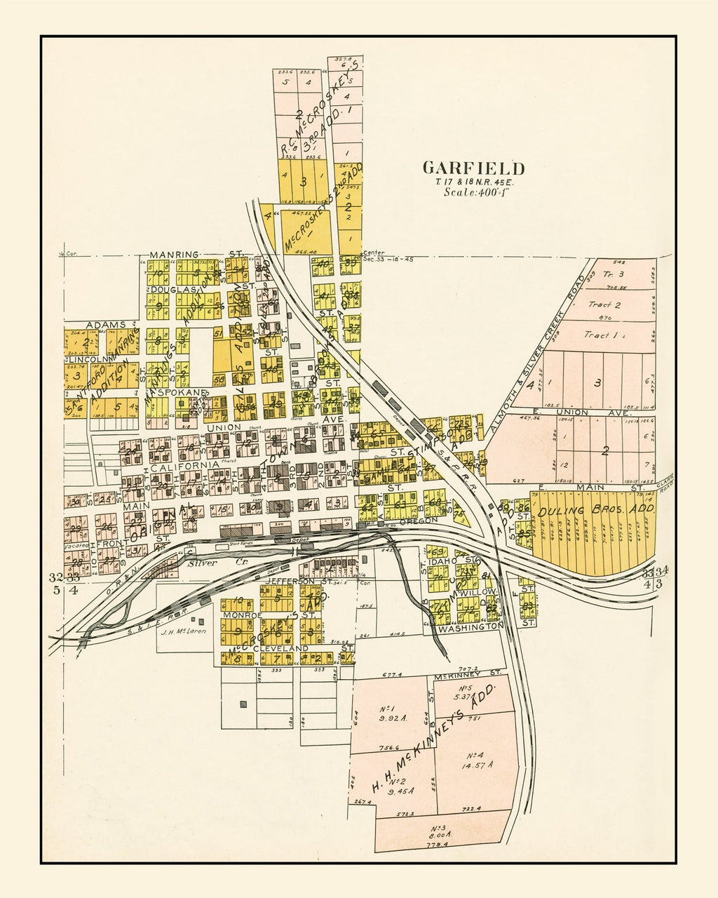 Vintage Map of Garfield, Washington 1910