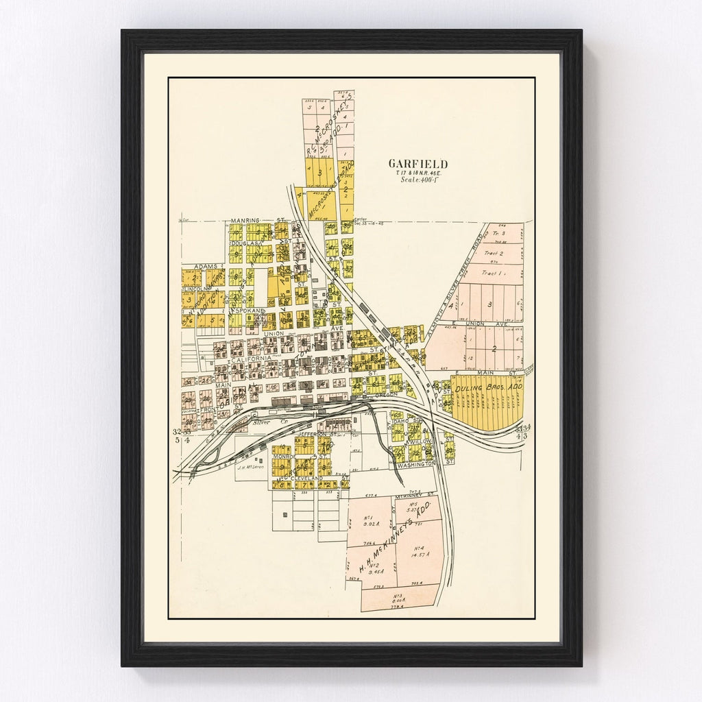 Vintage Map of Garfield, Washington 1910
