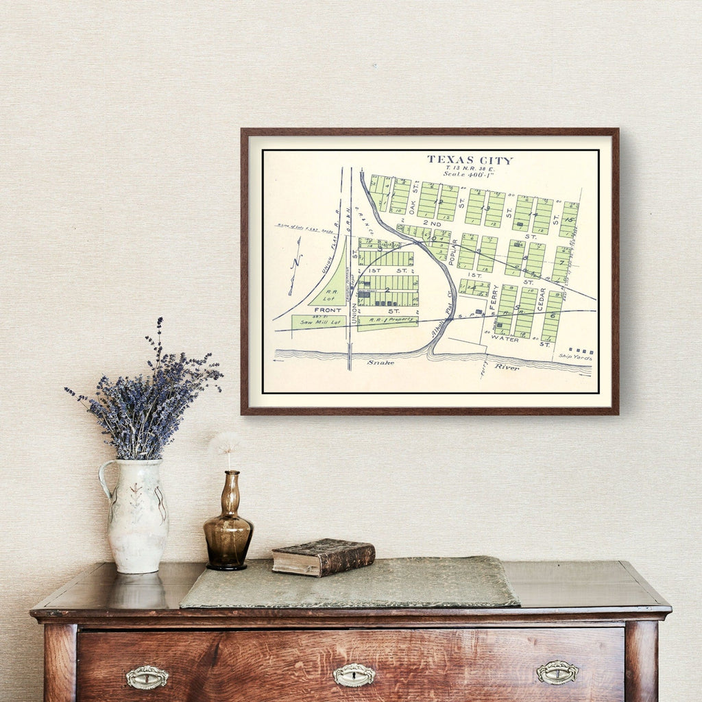 Vintage Map of Texas City, Washington 1910