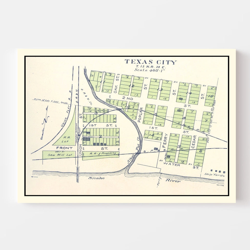 Vintage Map of Texas City, Washington 1910