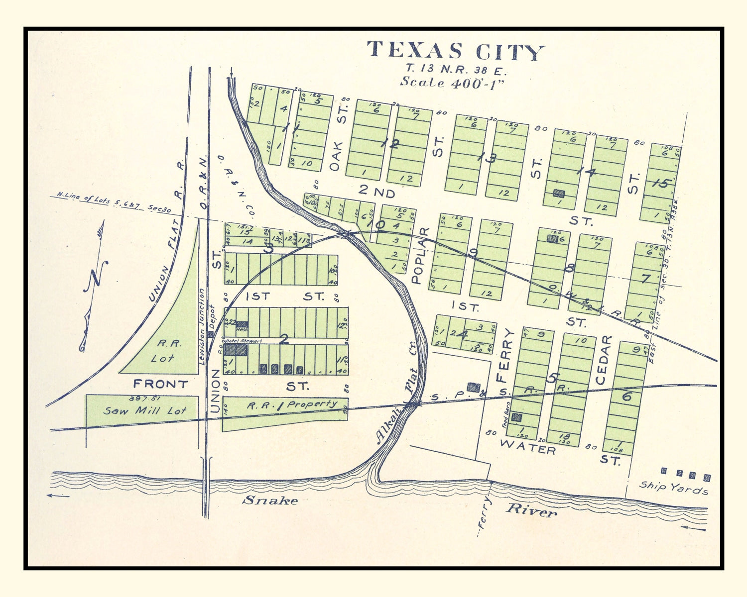 Vintage Map of Texas City, Washington 1910