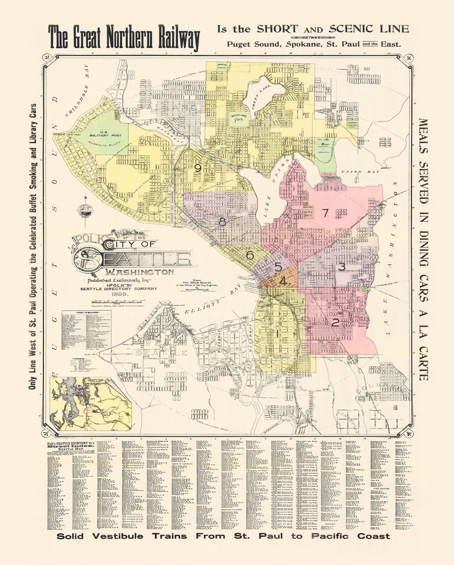 Vintage Map of Seattle, Washington 1899