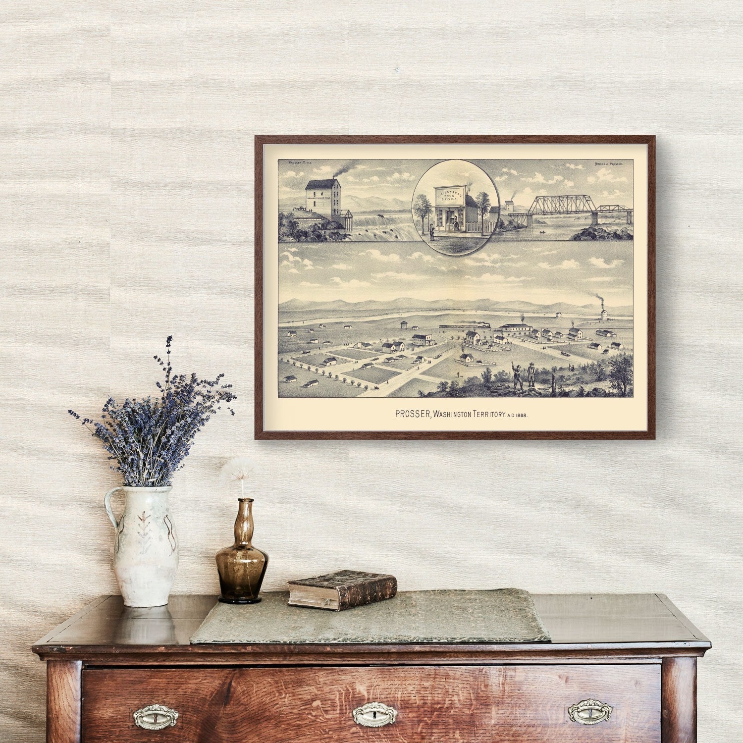 Vintage Map of Prosser, Washington 1889
