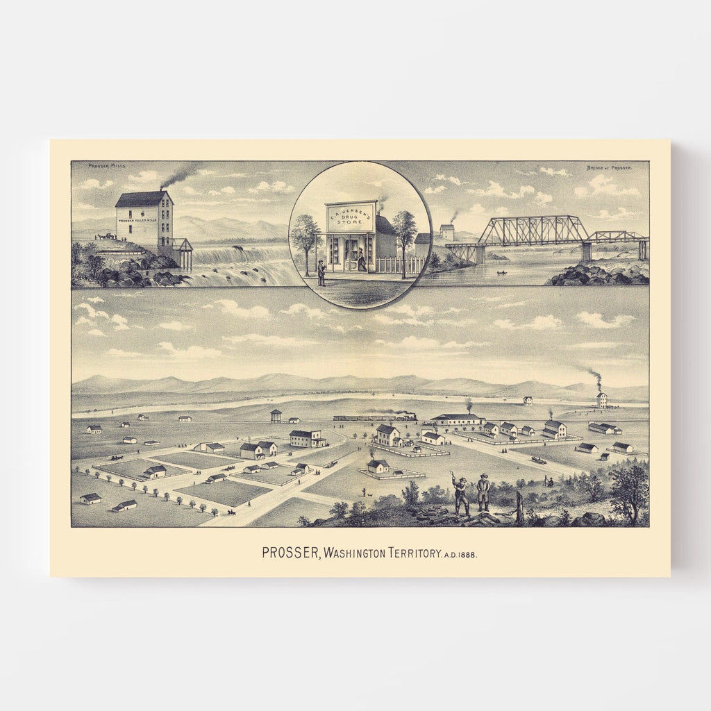 Vintage Map of Prosser, Washington 1889
