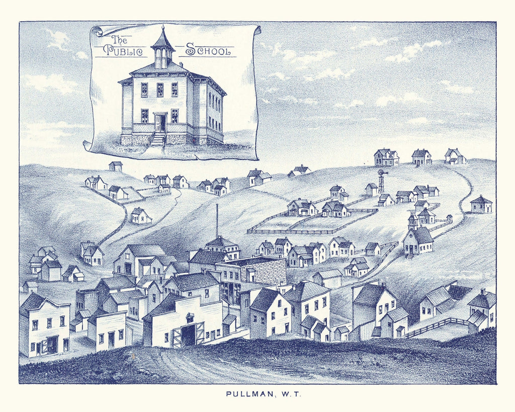 Vintage Map of Pullman, Washington 1889