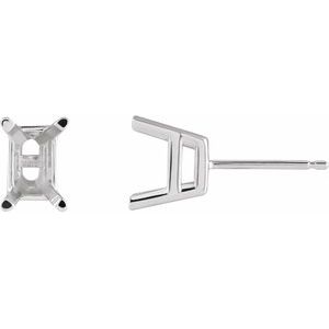 Platinum 8x6 mm Emerald 4-Prong Earring Mounting