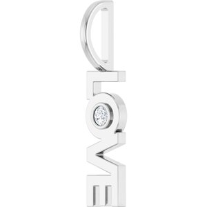 14K White Gold 2 mm Round Accented Love Charm/Pendant Mounting – image 3