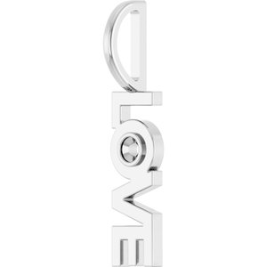 14K White Gold 2 mm Round Accented Love Charm/Pendant Mounting – image 4