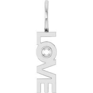14K White Gold 2 mm Round Accented Love Charm/Pendant Mounting – image 2
