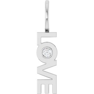 14K White Gold 2 mm Round Accented Love Charm/Pendant Mounting
