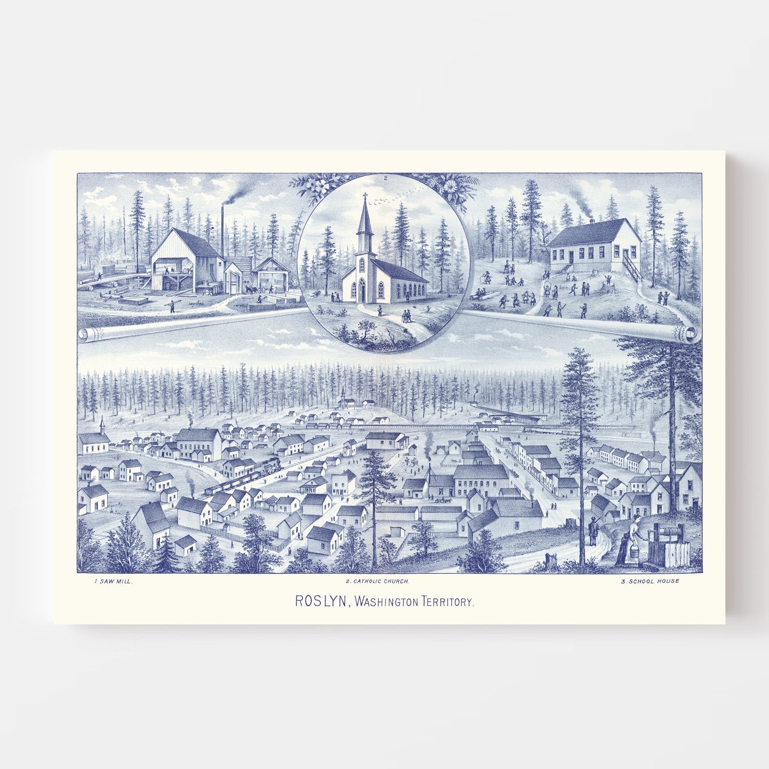 Vintage Map of Roslyn, Washington 1889