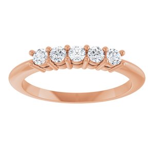 14K Rose 1/3 CTW Natural Diamond Five-Stone Anniversary Band