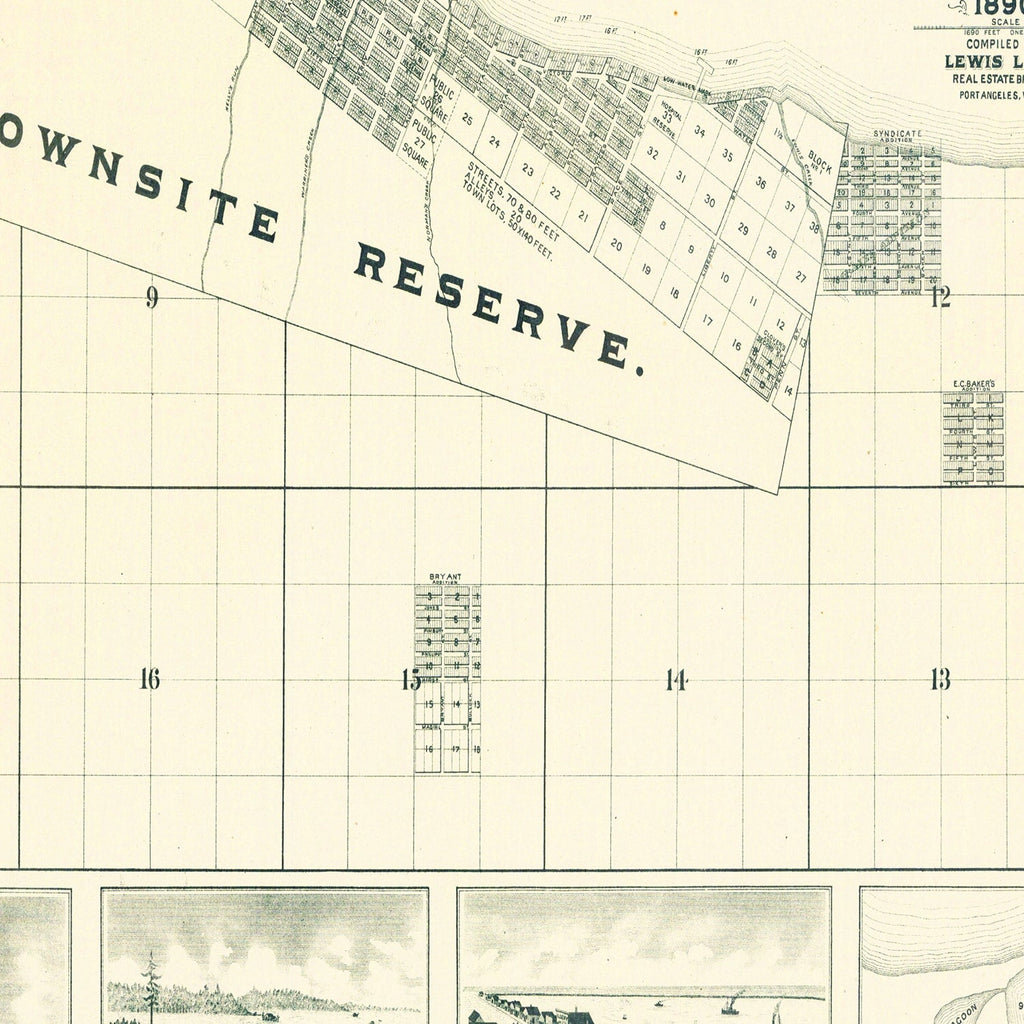 Vintage Map of Port Angeles, Washington 1890