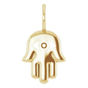 14K Yellow Gold 1.7 mm Round Hamsa Hand Charm/Pendant Mounting – image 2