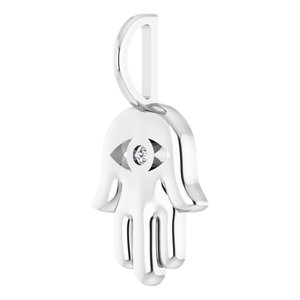 Sterling Silver 1.7 mm Round Hamsa Hand Charm/Pendant Mounting – image 3